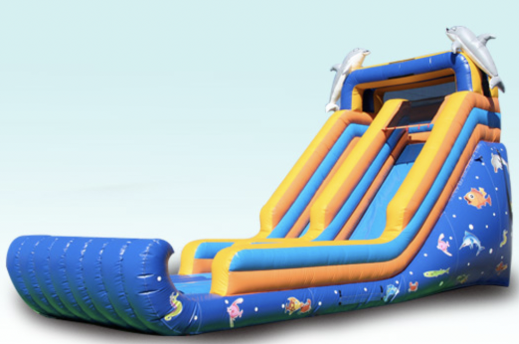 Seaworld Slide (Wet or Dry) $325 34 × 12.5 × 18 ft Make a splash at your next event with our 18ft Seaworld Slide.